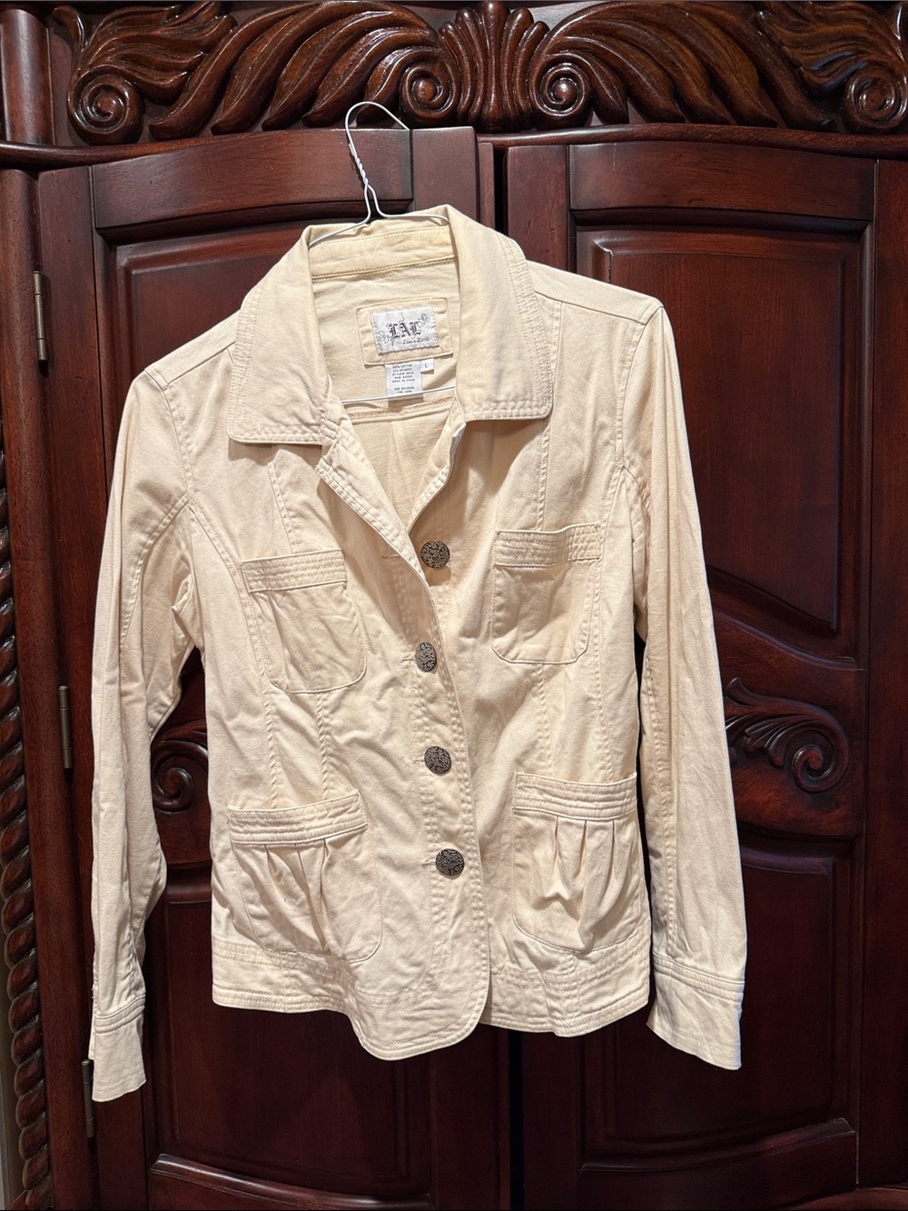 Live a Little Cream Button-Front Cotton Blazer